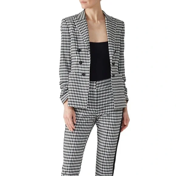 Veronica Beard Caldwell Dickey Blazer Gingham Black White NWT